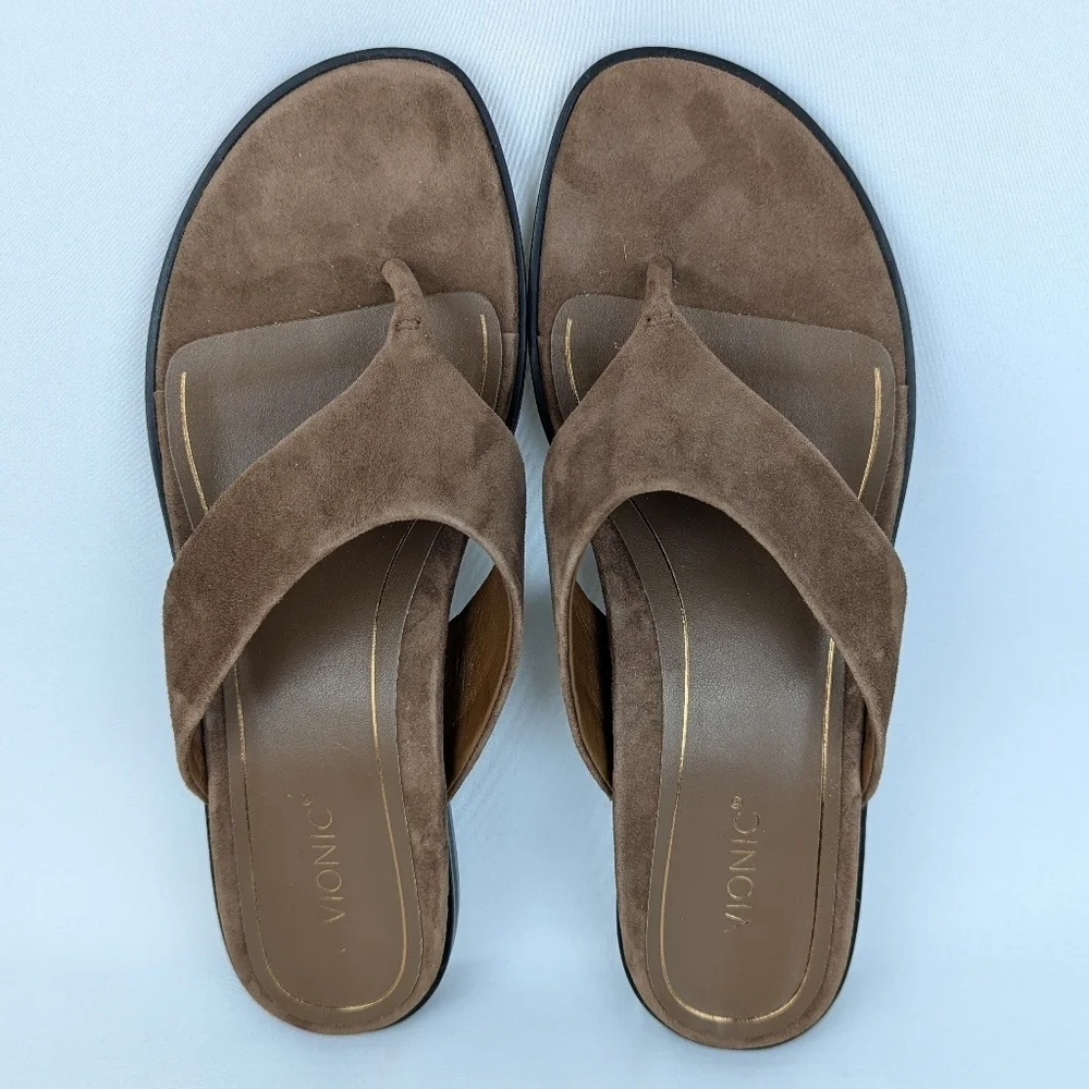 Vionic Agave Sandal Suede Thong Comfort Toe Post Monks Robe Brown 10 EU41 NWOB - Picture 10 of 16